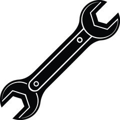 Clean silhouette of a combination wrench tool for mechanic and diy projects