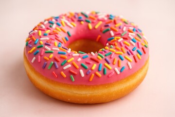 Tasty donuts topped with colorful sprinkles