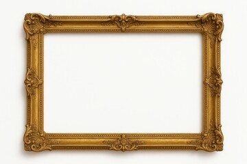 Vintage gold photo frame on a plain white backdrop