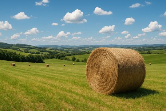 Hay Bale Resting in a Rural Field