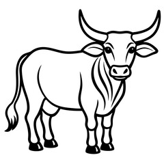 Zebu Silhouette Vector Drawing
