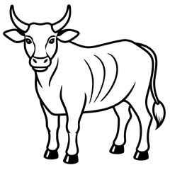 Zebu Silhouette Vector Drawing