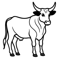 Zebu Silhouette Vector Drawing
