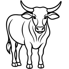 Zebu Silhouette Vector Drawing