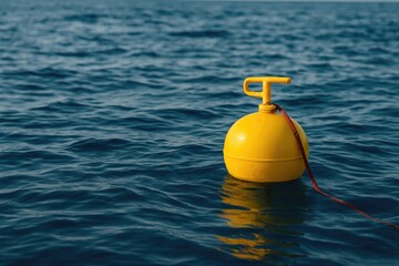 A bright yellow float in the middle of the sea