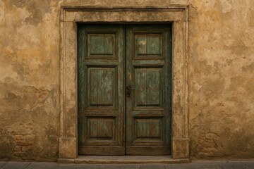 An old, weathered wooden door with a vintage grunge appearance