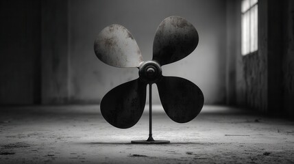 Rusty Metal Fan Blade in Abandoned Industrial Space