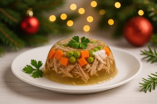 Festive meat and vegetable aspic for holiday celebrations