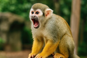 Obraz premium A loud monkey making noise at the animal park