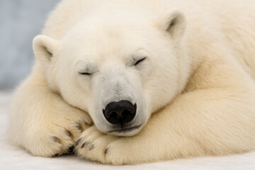 Adorable polar bear peacefully resting