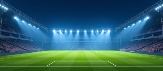 3d sports arena showcase football field digital art nighttime environment wide-angle viewpoint