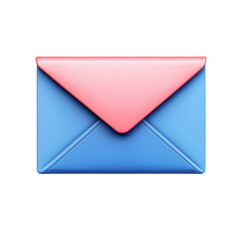 3D Email Illustration Blue Envelope Pink Seal Communication Message on transparent background