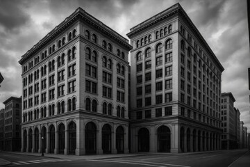 Fototapeta premium Monochrome Mood: Dramatic Architectural Silhouettes