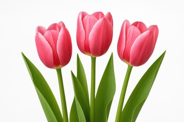 Fototapeta premium Stunning pink tulips set against a plain white backdrop