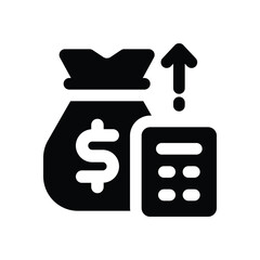 cost glyph icon. Strong and solid vector icon for websites, mobile interfaces, presentations, and visual branding. High quality and easy to edit.