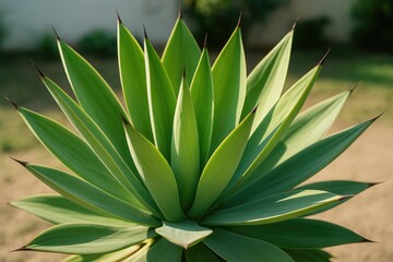 Fototapeta premium Sunlit Agave Plant in Its Natural Habitat