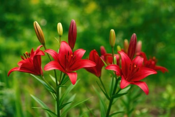 Obraz premium Stunning garden blooms with a focus on lilies