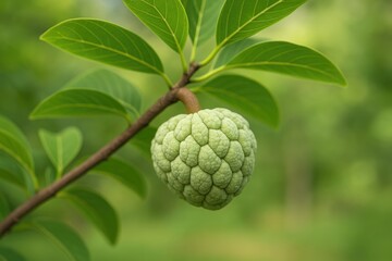 A tiny custard apple ready to develop