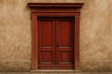 Vintage entrance of a historic home featuring a crimson hue