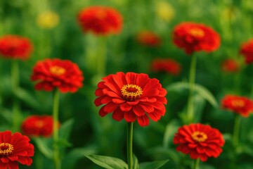 Obraz premium Vibrant crimson blossoms flourish in my backyard