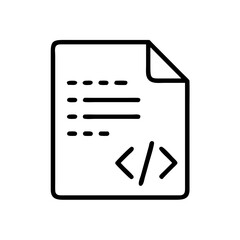 Code File Icon Simple Line Drawing of a Document with Code