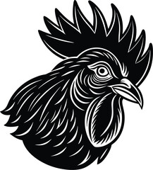 Detailed illustration of a vibrant rooster s head in close up view