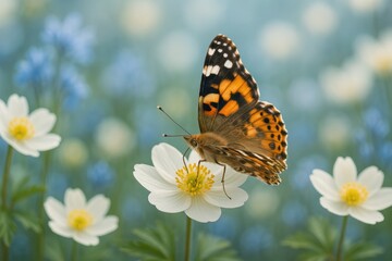 Obraz premium Stunning butterfly perched on a blossom