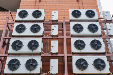 Chillers installed on the facade of the building