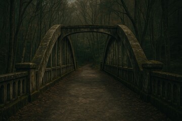 Overgrown wooden bridge showcasing natural elegance in the forest