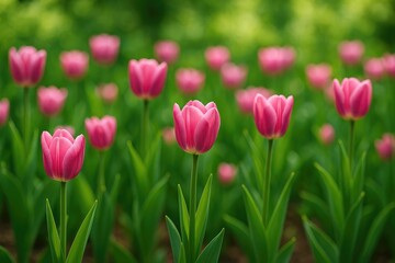 Obraz premium Vibrant tulip flowers flourishing in the outdoor garden