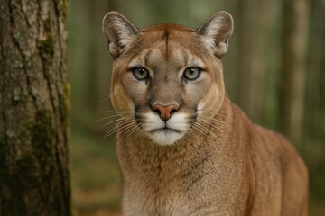 Fototapeta premium Stunning Close-Up of a Mountain Lion