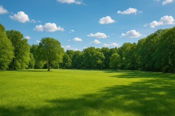 Obraz premium A lush green meadow within a recreational park