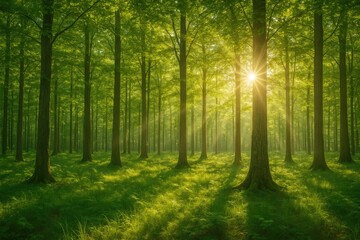 Gorgeous bright morning in lush woodland