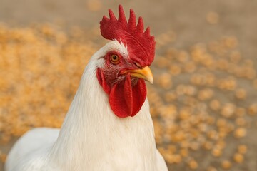 Close-up of a white bird gazing at the camera