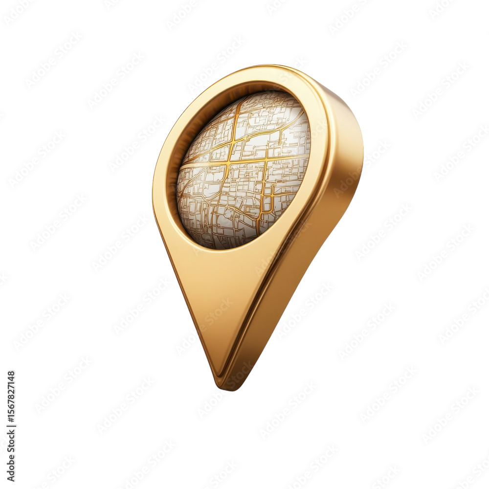 Fototapete golden location icon with map pinpoint of gold destination marker for on transparent background