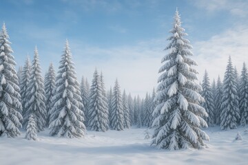 Fototapeta premium Stunning winter scenery with snowy woodland