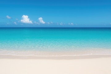 Stunning tropical shoreline with pristine white sands and crystal-clear azure waters
