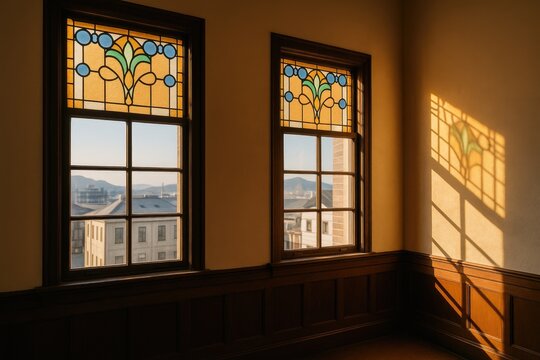 Creative window designs and sunlight at the historic customs building