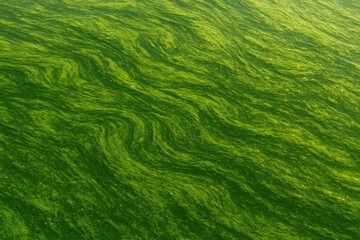 Green growth covering the water's surface