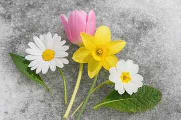 Obraz premium Stunning blooms rest on thawing ice surfaces