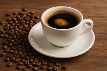 Fototapeta premium A mug of coffee resting on a surface