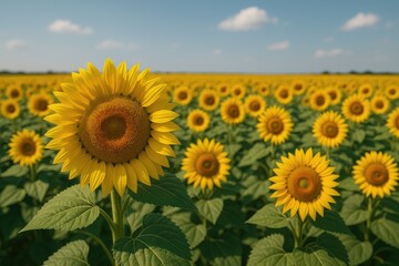 Fototapeta premium Stunning sunflower landscape admiration