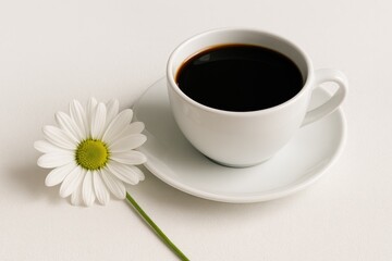 Dark brew and blossom on the surface of a table