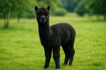 Obraz premium Full-body portrait of a black alpaca