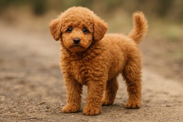 Fototapeta premium A curious poodle with a confused expression