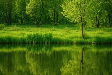 Fototapeta premium Stunning natural landscape featuring waterways and lush vegetation