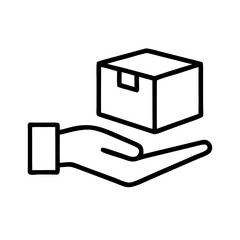 Hand holding fragile box on transparent background  