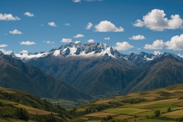 Scenic Perspective of the Andes Range from a Salt Mine Village in South America