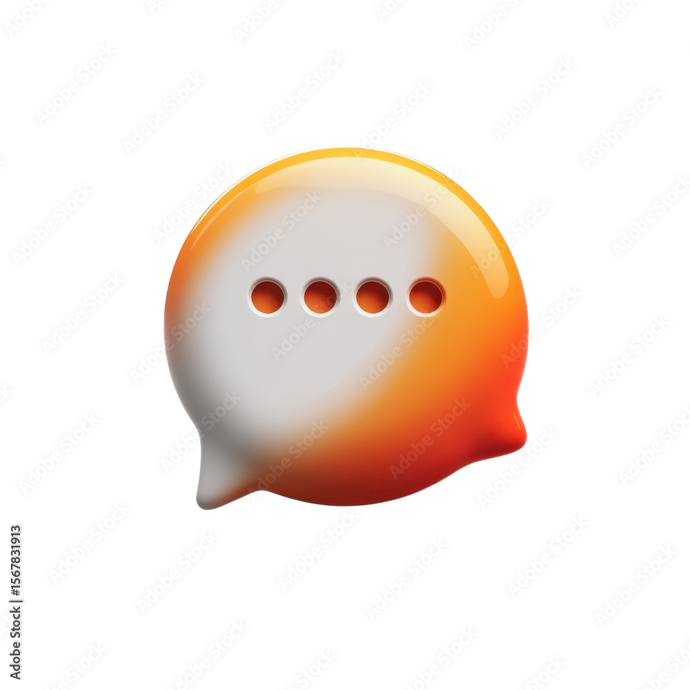 Poster glossy speech bubble icon waiting for response communication design on transparent background