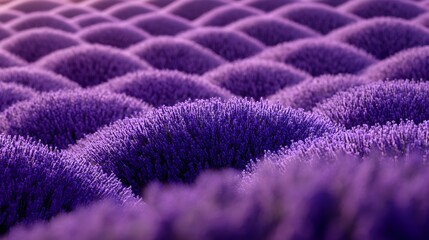 Rows of vibrant purple lavender flowers create a textured landscape.
